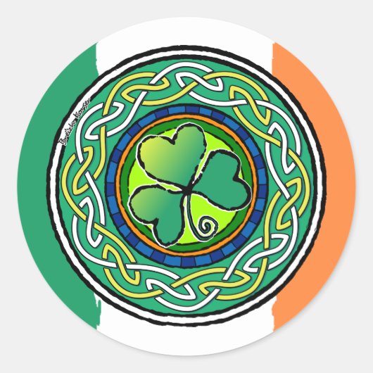 Irish shamrock ラウンドシール (正面)