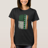 Irish Shamrock American Flag Leoopard Print St Pat Tシャツ (正面)