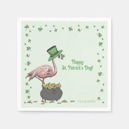 Irish Shamrock Flamingo St. Patrick’s Day Party スタンダードカクテルナプキン