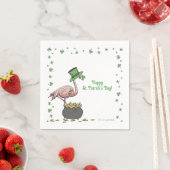 Irish Shamrock Flamingo St. Patrick’s Day Party スタンダードカクテルナプキン (インサイチュ)