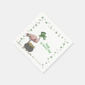 Irish Shamrock Flamingo St. Patrick’s Day Party スタンダードカクテルナプキン (角)