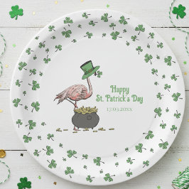 Irish Shamrock Flamingo St. Patrick’s Day Party ペーパープレート