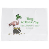 Irish Shamrock Flamingo St. Patrick’s Day Party ラージペーパーバッグ (裏面)