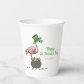 Irish Shamrock Flamingo St. Patrick’s Day Party 紙コップ (正面)