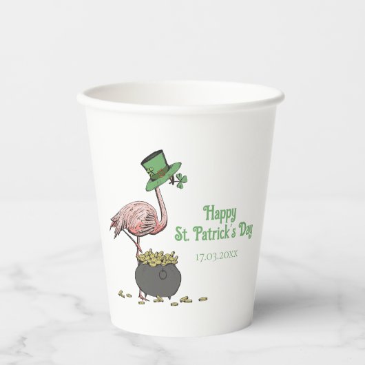 Irish Shamrock Flamingo St. Patrick’s Day Party 紙コップ (正面)