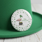 Irish Shamrock Flamingo St. Patrick’s Day Party 缶バッジ