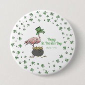 Irish Shamrock Flamingo St. Patrick’s Day Party 缶バッジ (正面)