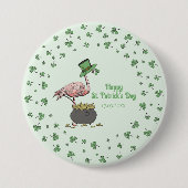 Irish Shamrock Flamingo St. Patrick’s Day Party Bu 缶バッジ (正面)