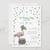Irish Shamrock Flamingo St Patrick's Day Party 招待状 (正面)