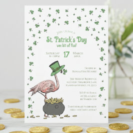 Irish Shamrock Flamingo St Patrick's Day Party 招待状