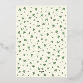 Irish Shamrock Flamingo St Patrick's Day Party 箔招待状 (裏面)