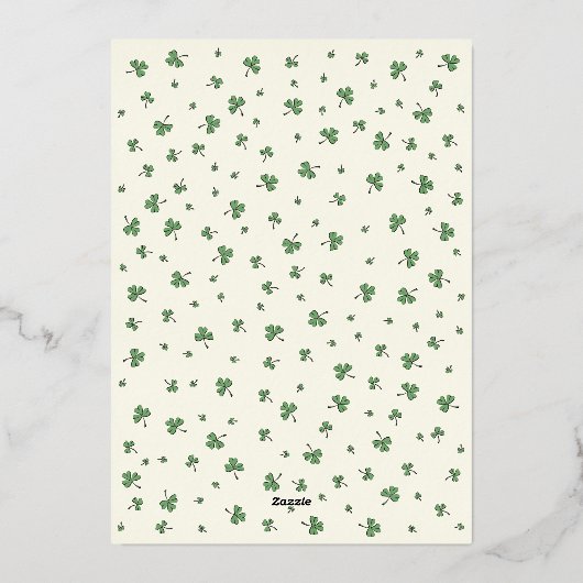 Irish Shamrock Flamingo St Patrick's Day Party 箔招待状 (裏面)