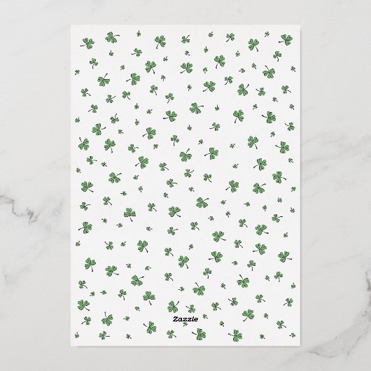 Irish Shamrock Flamingo St Patrick's Day Party 箔招待状 (裏面)