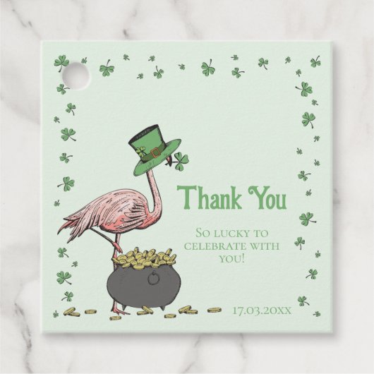 Irish Shamrock Flamingo Thank You フェイバータグ (正面)