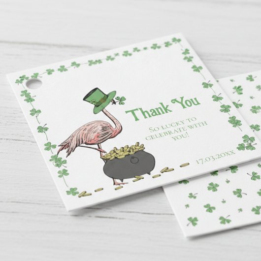 Irish Shamrock Flamingo Thank You フェイバータグ