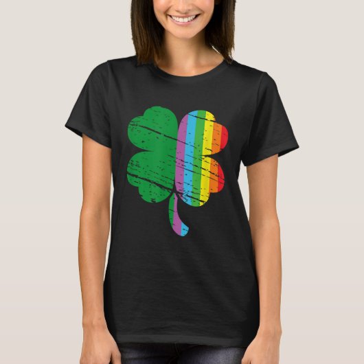 Irish Shamrock Gay Lgbt St Patricks Day Pride Rain Tシャツ (正面)