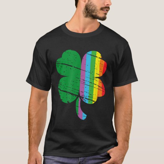 Irish Shamrock Gay Lgbt St Patricks Day Pride Rain Tシャツ (正面)