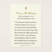 Irish Shamrock Gold Funeral Memorial Prayer Card (裏面)