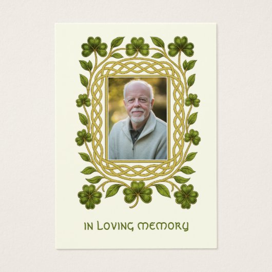 Irish Shamrock Gold Funeral Memorial Prayer Card (正面)