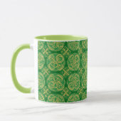 Irish Shamrock Green Abstract Celtic Knot Inspired マグカップ (左)