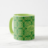 Irish Shamrock Green Abstract Celtic Knot Inspired マグカップ (正面左)