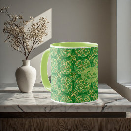 Irish Shamrock Green Abstract Celtic Knot Inspired マグカップ