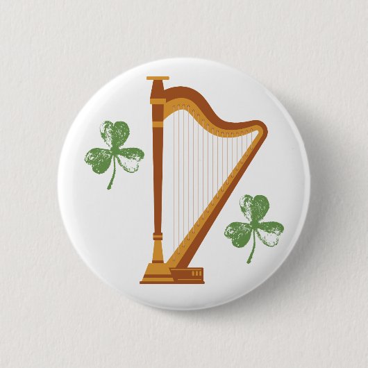 Irish Shamrock Harp Button 缶バッジ (正面)