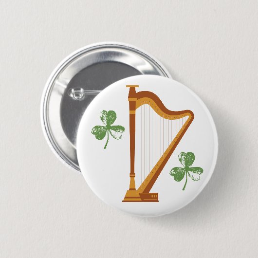 Irish Shamrock Harp Button 缶バッジ (正面&裏面)