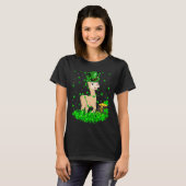 Irish Shamrock Leprechaun Alpaca St Patrick's Day Tシャツ (正面フル)