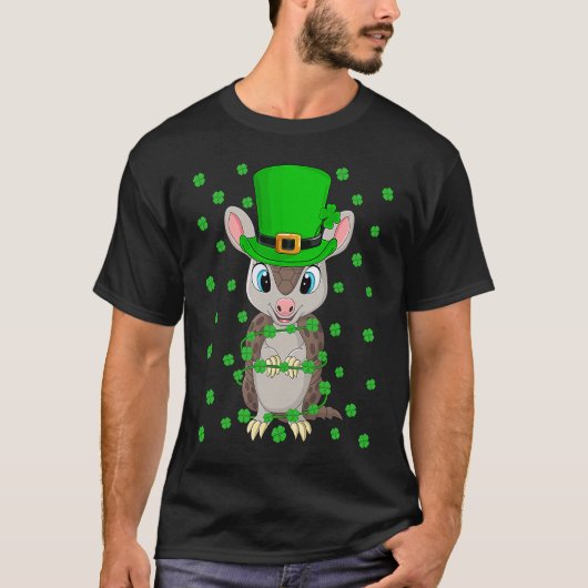 Irish Shamrock Leprechaun Armadillo St Patrick's D Tシャツ (正面)