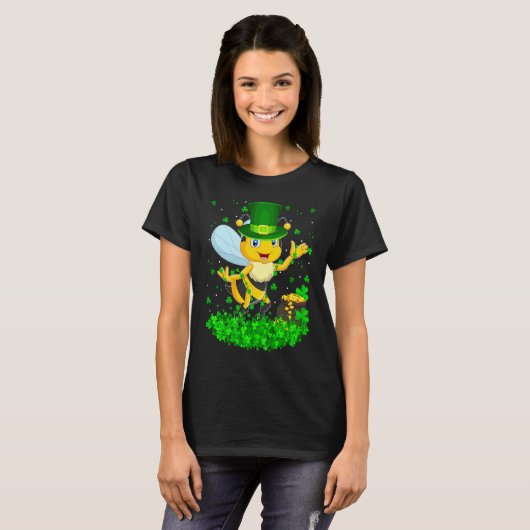 Irish Shamrock Leprechaun Bee St Patrick's Day  1 Tシャツ (正面フル)