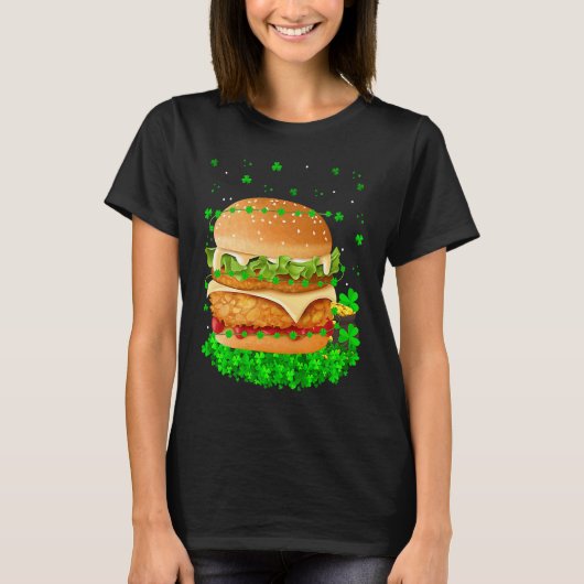 Irish Shamrock Leprechaun Burger St Patrick's Day Tシャツ (正面)