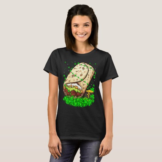 Irish Shamrock Leprechaun Burrito St Patrick's Day Tシャツ (正面フル)