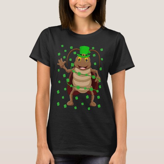 Irish Shamrock Leprechaun Cockroach St Patrick's D Tシャツ (正面)