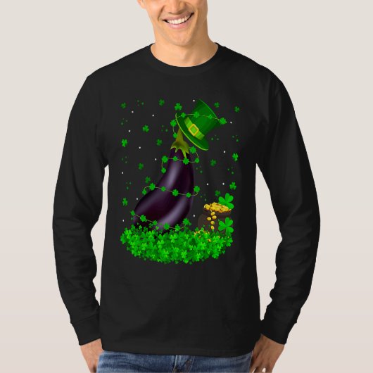 Irish Shamrock Leprechaun Eggplant St Patrick's Da Tシャツ (正面)