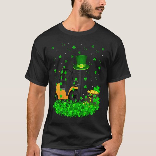 Irish Shamrock Leprechaun Forklift St Patrick's Da Tシャツ (正面)