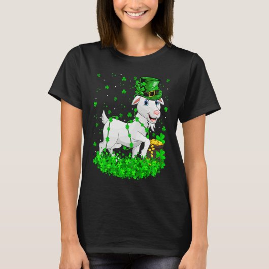 Irish Shamrock Leprechaun Goat St Patrick's Day Tシャツ (正面)