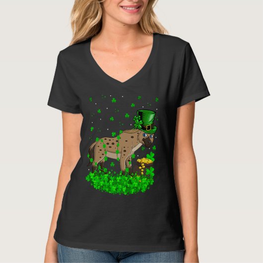 Irish Shamrock Leprechaun Hyena St Patrick's Day Tシャツ (正面)