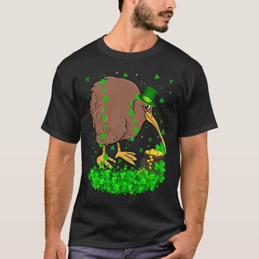 Irish Shamrock Leprechaun Kiwi Bird St Patrick's D Tシャツ (正面)