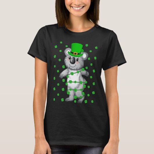Irish Shamrock Leprechaun Koala St Patrick's Day Tシャツ (正面)