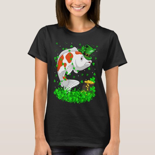 Irish Shamrock Leprechaun Koi Fish St Patrick's Da Tシャツ (正面)