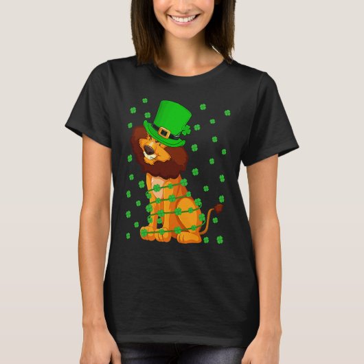 Irish Shamrock Leprechaun Lion St Patrick's Day Tシャツ (正面)