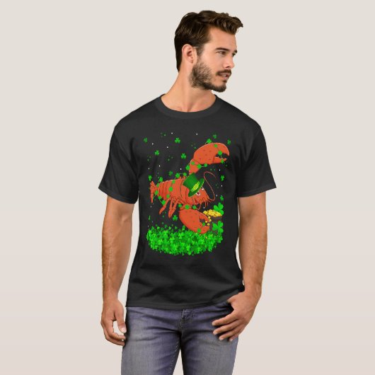 Irish Shamrock Leprechaun Lobster St Patrick's Day Tシャツ (正面フル)