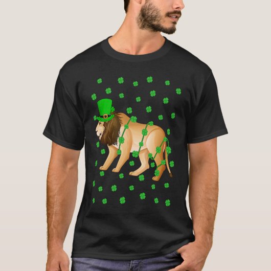 Irish Shamrock Leprechaun Mountain Lion St Patrick Tシャツ (正面)