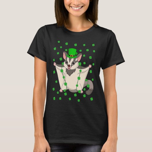 Irish Shamrock Leprechaun Sugar Glider St Patrick' Tシャツ (正面)