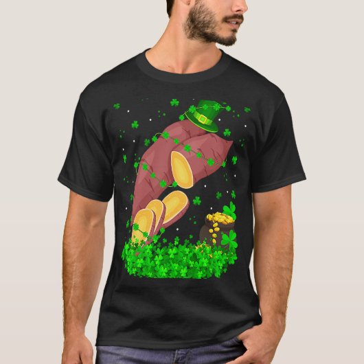Irish Shamrock Leprechaun Sweet Potato St Patrick' Tシャツ (正面)