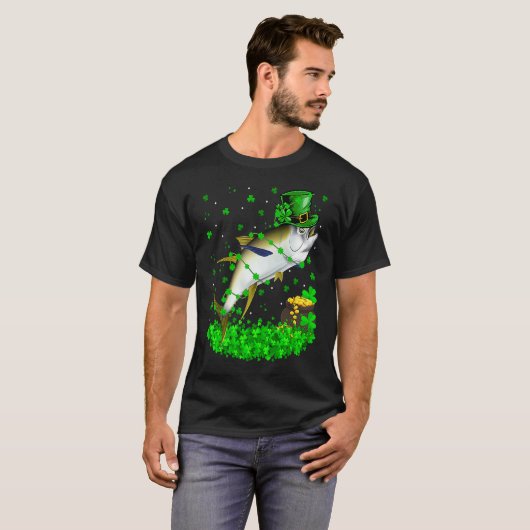 Irish Shamrock Leprechaun Tuna Fish St Patrick's D Tシャツ (正面フル)