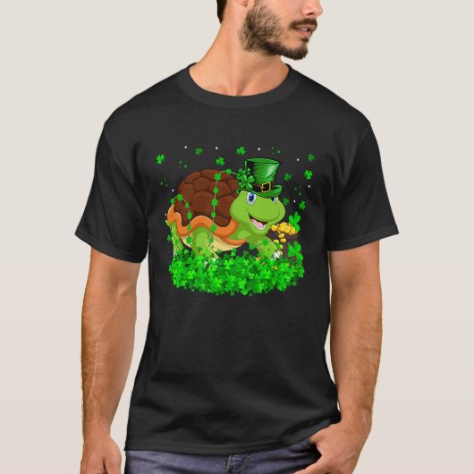 Irish Shamrock Leprechaun Turtle St Patrick's Day Tシャツ (正面)