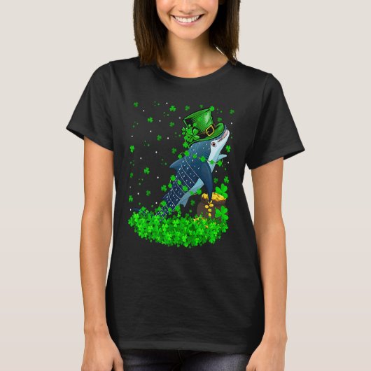 Irish Shamrock Leprechaun Whale Shark St Patrick's Tシャツ (正面)
