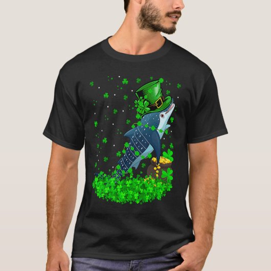 Irish Shamrock Leprechaun Whale Shark St Patrick's Tシャツ (正面)